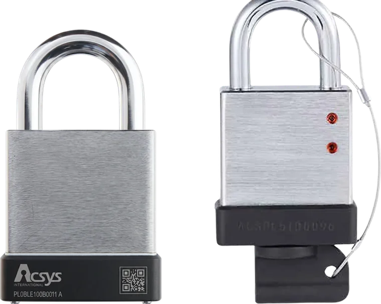 Acsys keyless padlock and keyed padlock with its electronic key